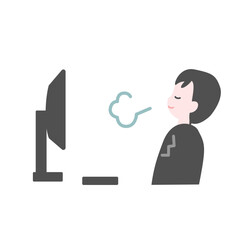 PCの前で一息つく男性会社員