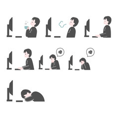 PCの前の男性会社員7セット