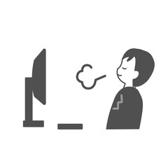 PCの前で一息つく男性会社員