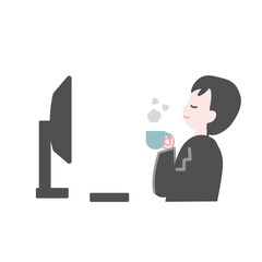 コーヒーで一息つく男性会社員