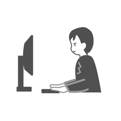 PCの前で真剣な表情の男性会社員