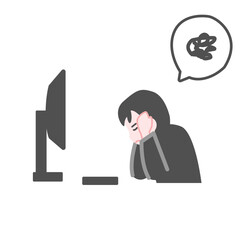 PCの前で頭を抱える男性会社員