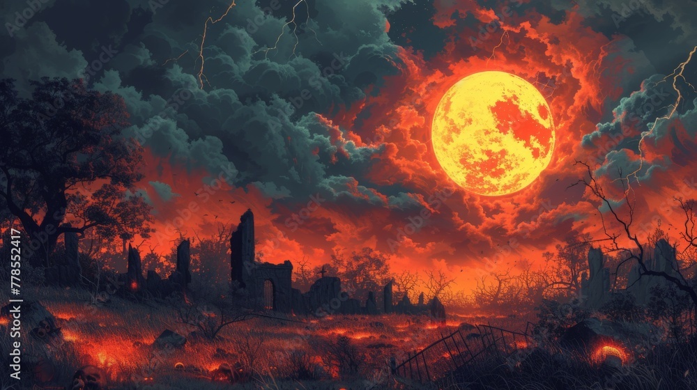 Wall mural Blood Moon Ruins