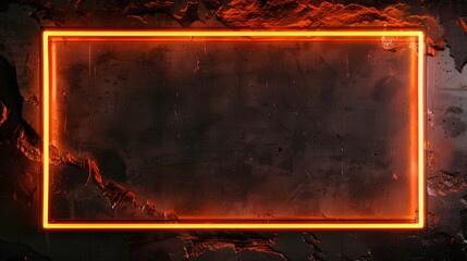 Edgy neon orange overlay video screen frame border setup with black backdrop for captivating gaming content