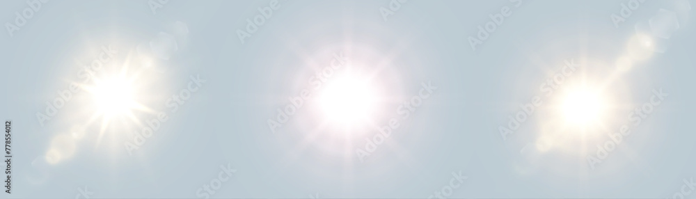 Poster bright sun glow effect abstract shiny light effect sun glow isolated vector illustration. realistic 