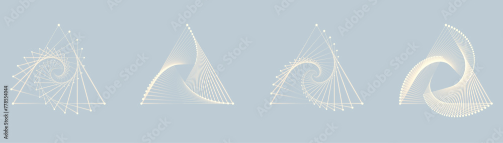 Poster triangle logo spiral perspective with rotation, fractal shape mystical portal, identity balance shap