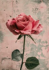 Elegant Pink Rose on Vintage Grunge Background for Special Occasions