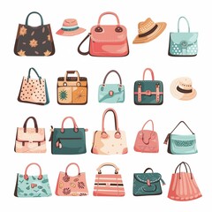 Diverse Collection of Stylish Handbags and Fashion Accessories