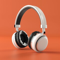Fototapeta na wymiar Travel headphones minimalist 3D Blender design