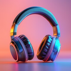 Fototapeta na wymiar Travel headphones minimalist 3D Blender design