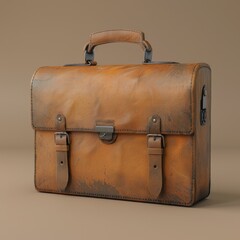 A 3D Blender minimalist style briefcase isolated on a natural background