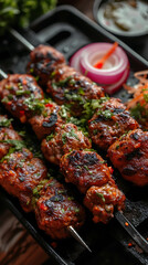 Pakistani Chapal Kebab, Delicious food style, Horizontal top view from above