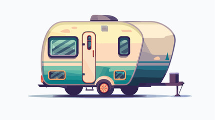 Camper Trailer. Cartoon illustration isolated on wh
