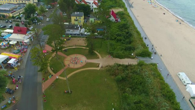 Beach Entrance Sarbinowo Plaza Nadmorska Aerial View Poland