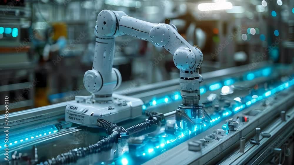 Aufkleber robotic arms working on assembly line in factory. concept of artificial intelligence for industrial 