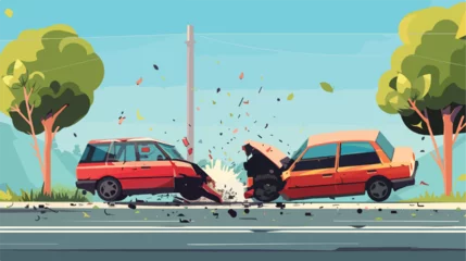 Fotobehang Car accident 2d flat cartoon vactor illustration is © iclute