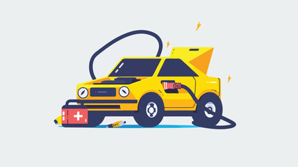 Car Battery power jumper cable icon vector illustra