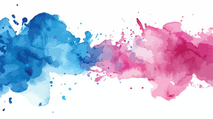 Abstract blue pink watercolor on white background