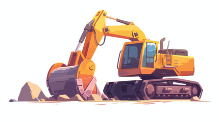 Cartoon bulldozer and excavator 2d flat cartoon vac