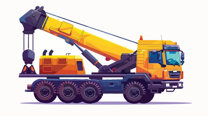 Cartoon crane truck. Vector illustration isolated o