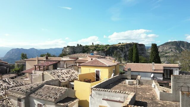 Aerial video of Italian Medieval village of Gerace, Calabria