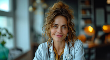 Smiling Female Doctor Enjoying a Relax Moment in the Hospital 