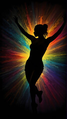 Silhouette of Dancer with Colorful Abstract Patterns