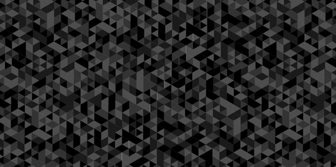 Fototapeta premium Vector geometric seamless technology gray and black triangle background. Abstract digital grid light pattern black Polygon Mosaic triangle Background, business and corporate background.