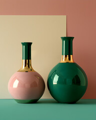 Two vases with background AI generated 