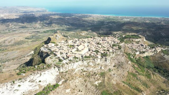 Aerial video of Italian Medieval village of Gerace, Calabria