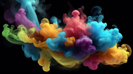 Colorful smoke isolated on black background