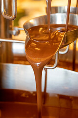 Chocolate fondue with melt chocolate