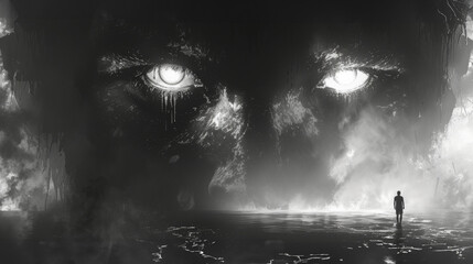 Obraz premium Gaze of the Abyss in Monochrome