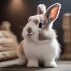 An adorable bunny with floppy ears, sitting up on its hind legs to beg for a treat4 - obrazy, fototapety, plakaty