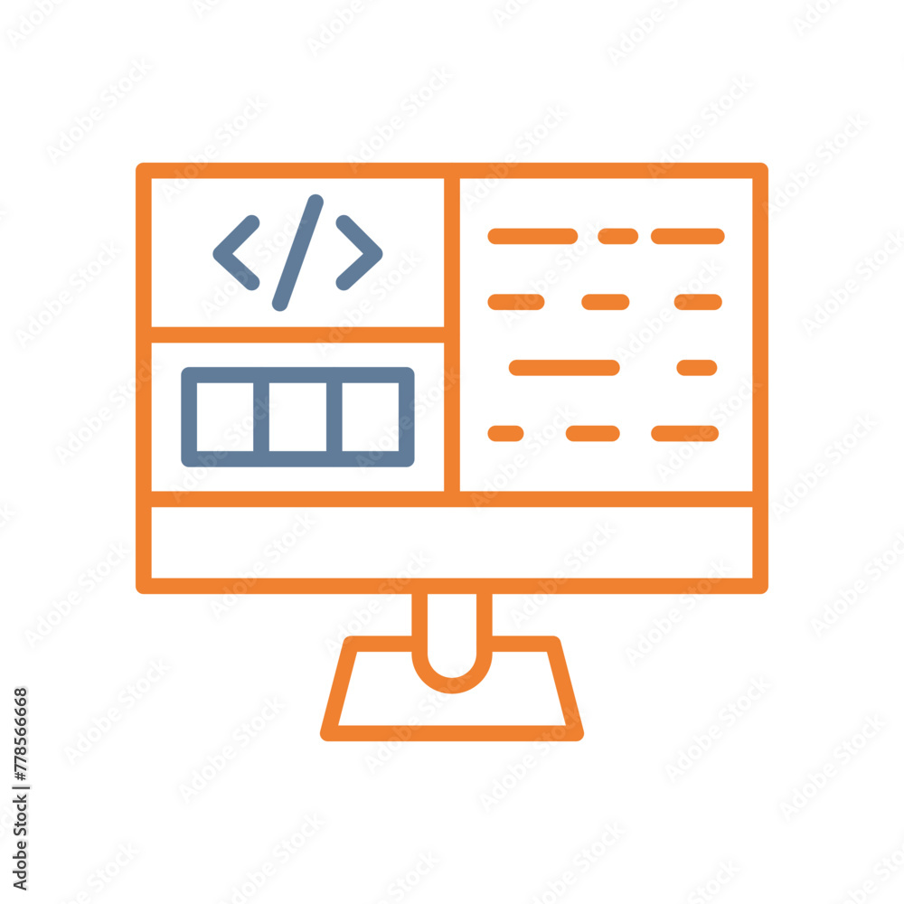 Wall mural programming line two color icon