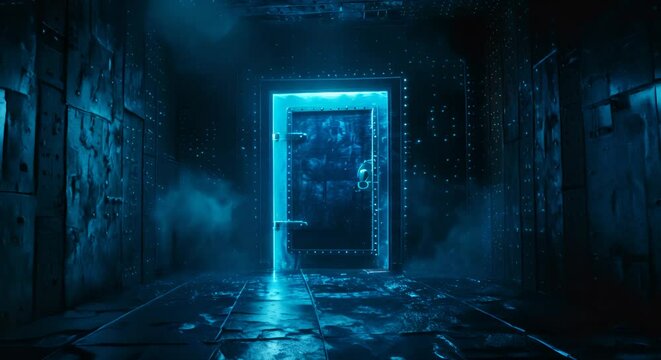Backdoor entry in a secure system, 3D illustration of a secret pathway,