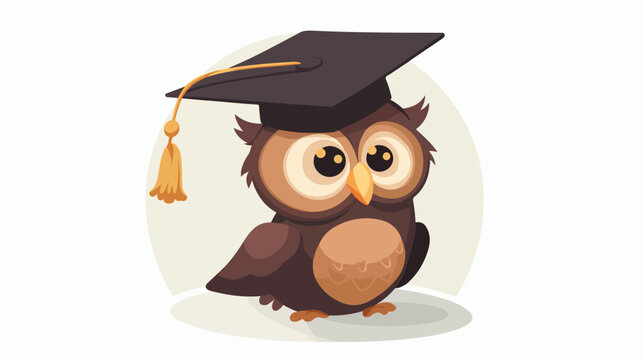 Cute owl graduation cartoon of vector illustration