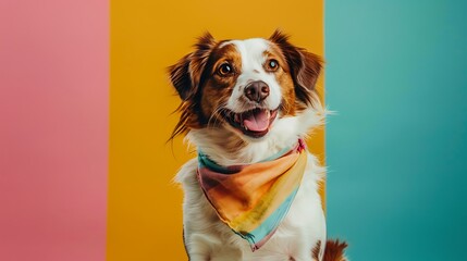 Fototapeta premium Dog Modeling Against Solid Color Background for Art