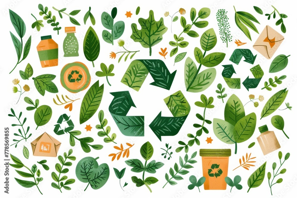 Poster implementing recycling bins and stations for eco-friendly practices: advanced technologies and susta