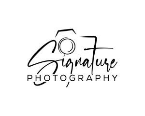 Unique signature photography logo Font Calligraphy Logotype Script Font Type Font lettering handwritten with camera icon