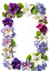 Tablet screenshot view of lavender jasmine lily hollyhocks pansy and periwinkle flowers border frame