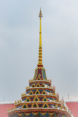 Beautiful architecture of top of bell tower in Thai temple