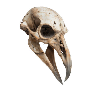 Bird skull on white background. Detailed specimen of avian anatomy