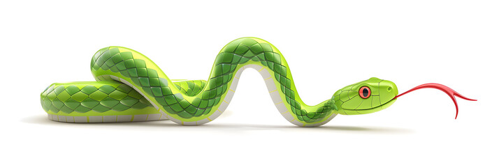 Predator green snack curling on  white background.