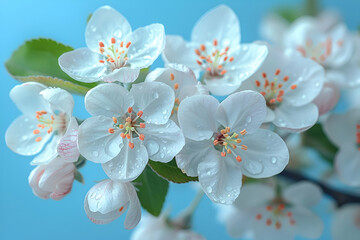 Spring Cherry Blossoms Close-up, Fresh Bloom Style, Nature Awakening Concept, Ideal for Springtime Event Posters, Botanical Studies, Environmental Campaigns, with copy space.