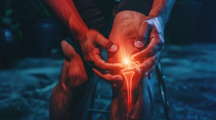 Knee pain: addressing discomfort, injury, and arthritis with orthopedic care, medical treatment, rehabilitation, and lifestyle adjustments for improved mobility and relief from discomfort - obrazy, fototapety, plakaty