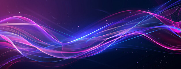 Abstract blue and purple background with curved lines and glowing elements. illustration of a...