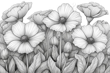 Detailed drawing sketch of marigold bouquet isolated on transparent background