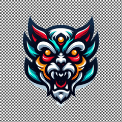colorful tiger head suitable for a logo esport gaming editable design available in PNG