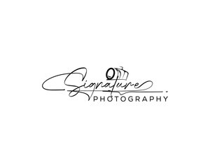 Design a  signature photography logo Font Calligraphy Logotype Script Font Type Font lettering handwritten with camera icon